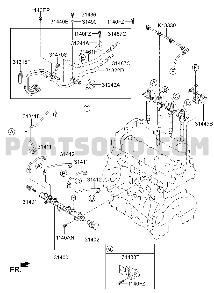 Manguera Retorno Inyeccion Hyundai Santa Fe 2010 a 2015  Alternativo 314712F001