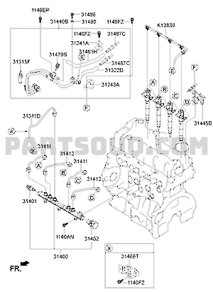 Manguera Retorno Inyeccion Hyundai Santa Fe 2010 a 2015  Alternativo 314712F001