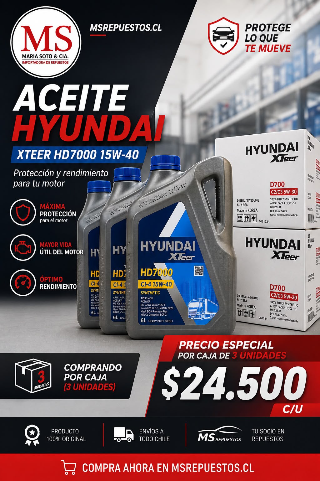 Aceite Motor Hyundai Xteer 15W40 Diesel 18 Litros Xteer - SuperPack
