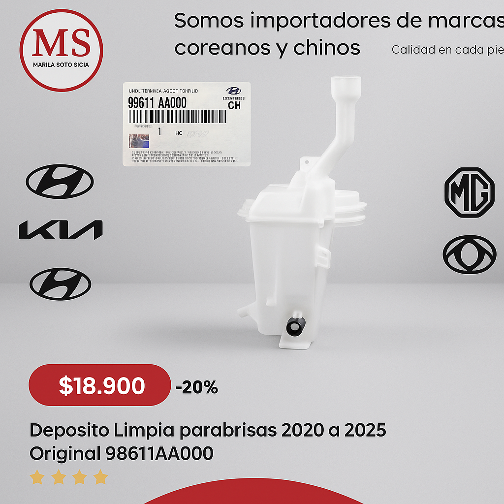 Deposito Limpia parabrisa Hyundai Elantra 2020 a 2025 Original 98611AA000