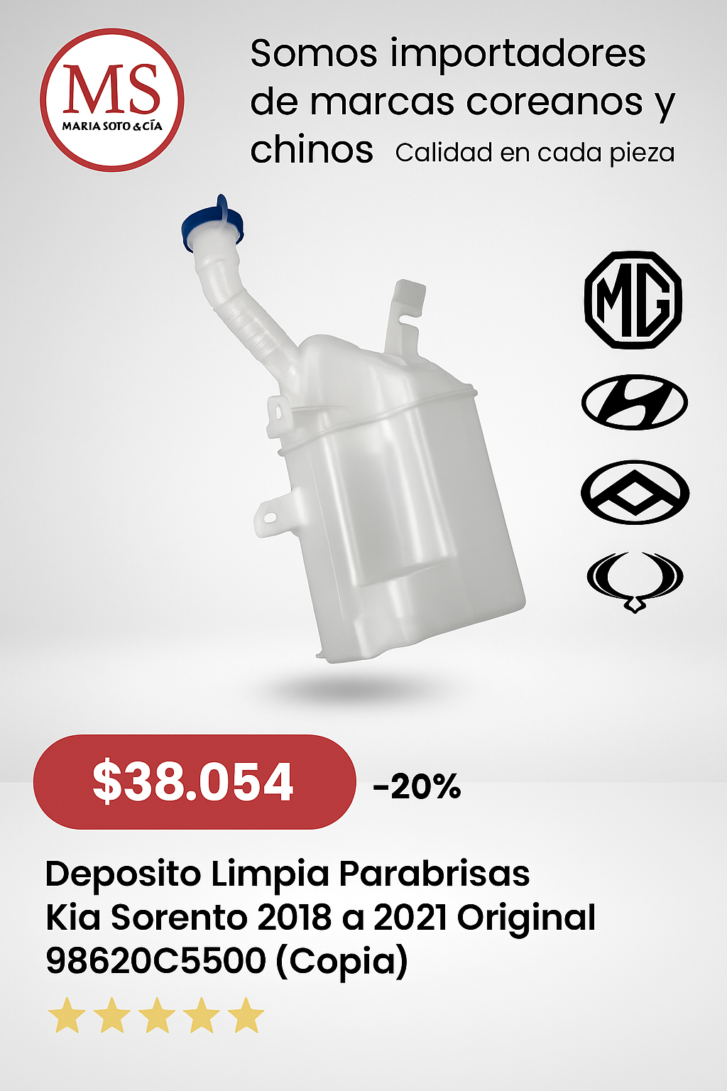 Deposito Limpia Parabrisas Kia Sorento 2015 a 2017 Original 98620C5900