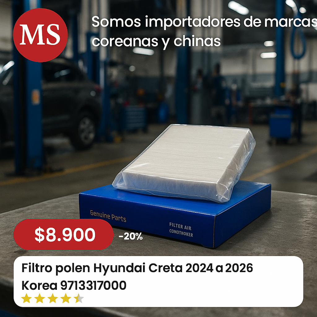 Filtro polen Hyundai Creta 2024 a 2026 Korea 97133I7000