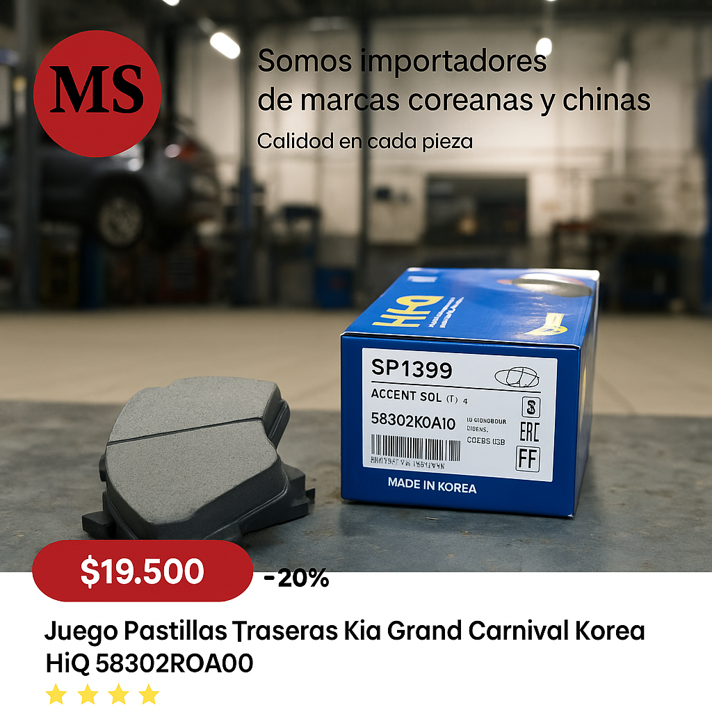 Juego Pastillas Traseras Kia Grand Carnival Korea HiQ 58302R0A00