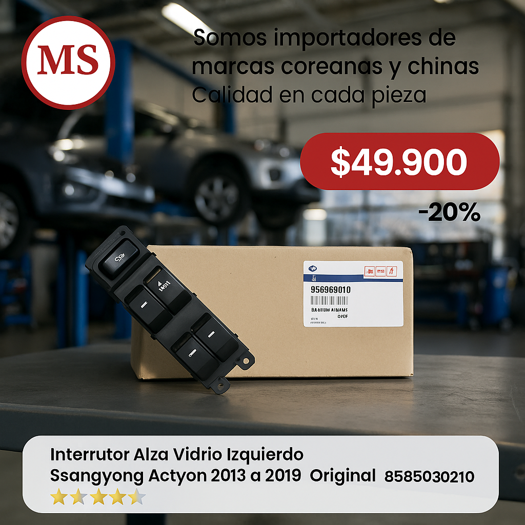 Interruptor Alza Vidrio Izquierdo Ssangyong Actyon 2013 a 2019 Original 8585032010